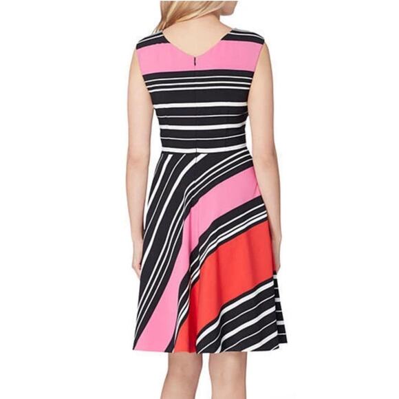 Tahari ASL NWT Colorful Striped Knee Length Fit & Flare Sleeveless Dress Size 10 - Picture 2 of 9
